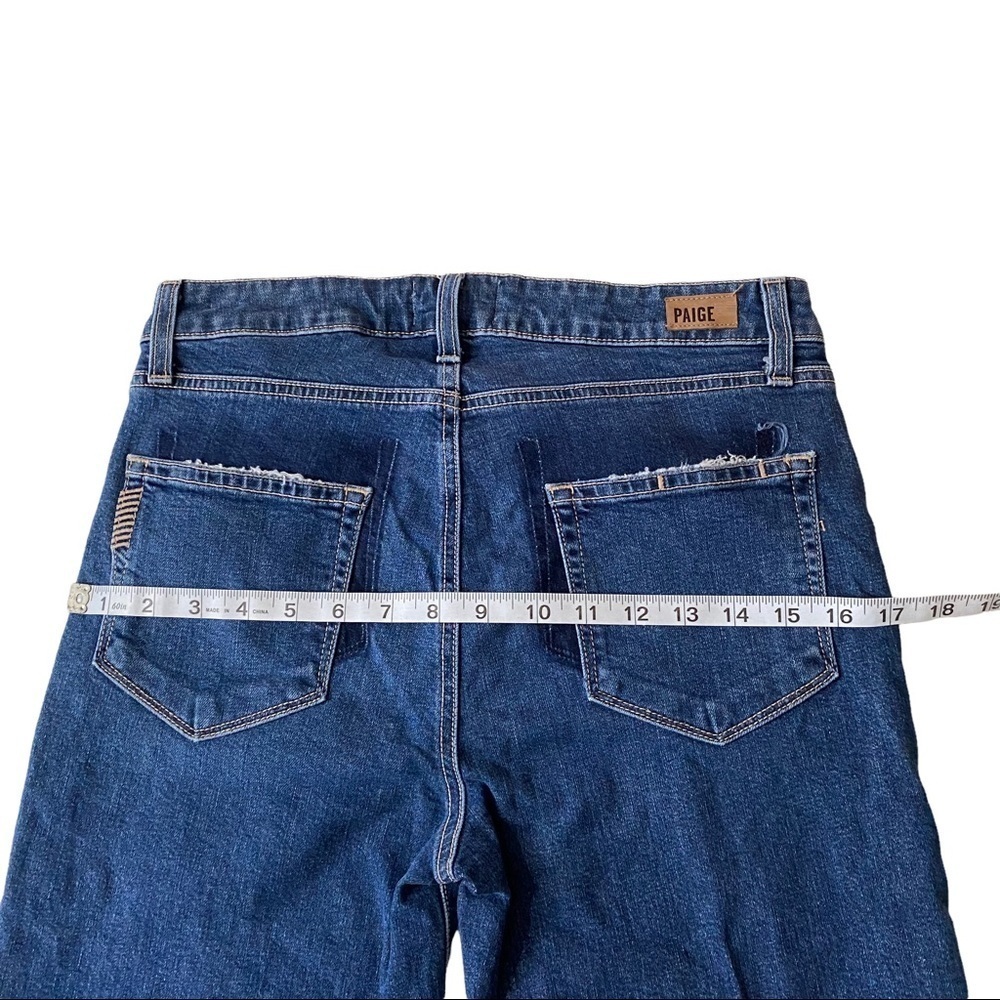 Paige Julia Medium Wash Felice Seamed Distressed Uneven Raw Hem Denim Jean 28x28 - Picture 12 of 14